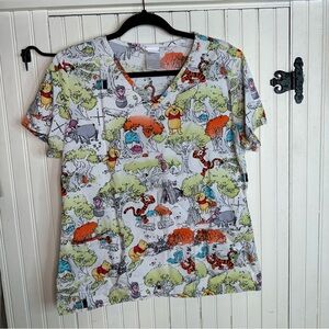 Disney Women’s Winne The Pooh Hundred Acre Wood Scrub Top size S